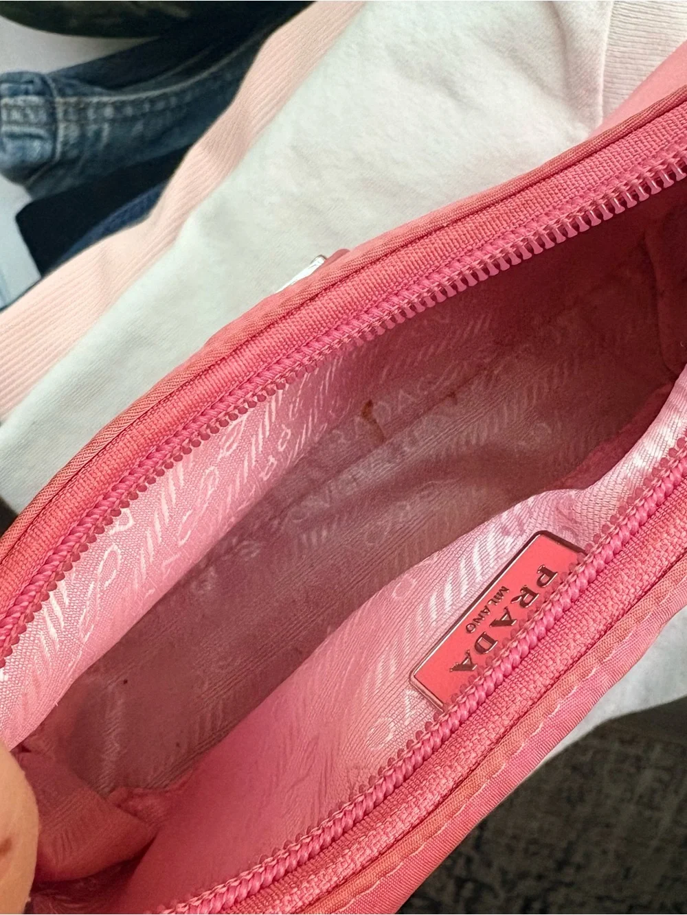 Triangle “P” Pink Nylon Shoulder Bag